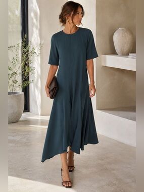 cos gathered asymmetric midi dress COS Gathered Asymmetric Midi Dress